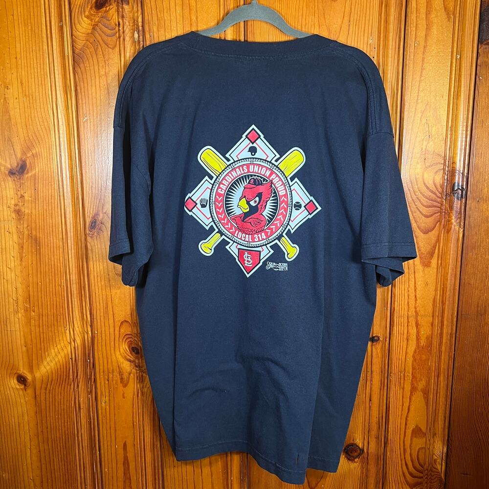 Bayside 2XL Vintage Cardinals Union T-Shirt Navy Relaxed